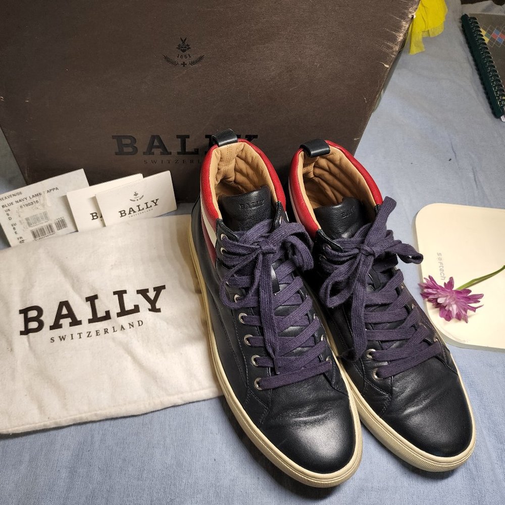 Bally Blue Navy Lamb Nappa Men Shoes Size US9/UK8